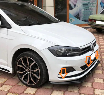 VW POLO AW1 2018+ SOTTO PARAURTI ANTERIORE ABS LAMA NERO LUCIDO SPLITTER