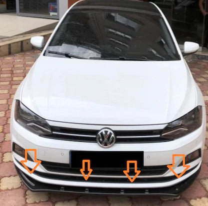 VW POLO AW1 2018+ SOTTO PARAURTI ANTERIORE ABS LAMA NERO LUCIDO SPLITTER