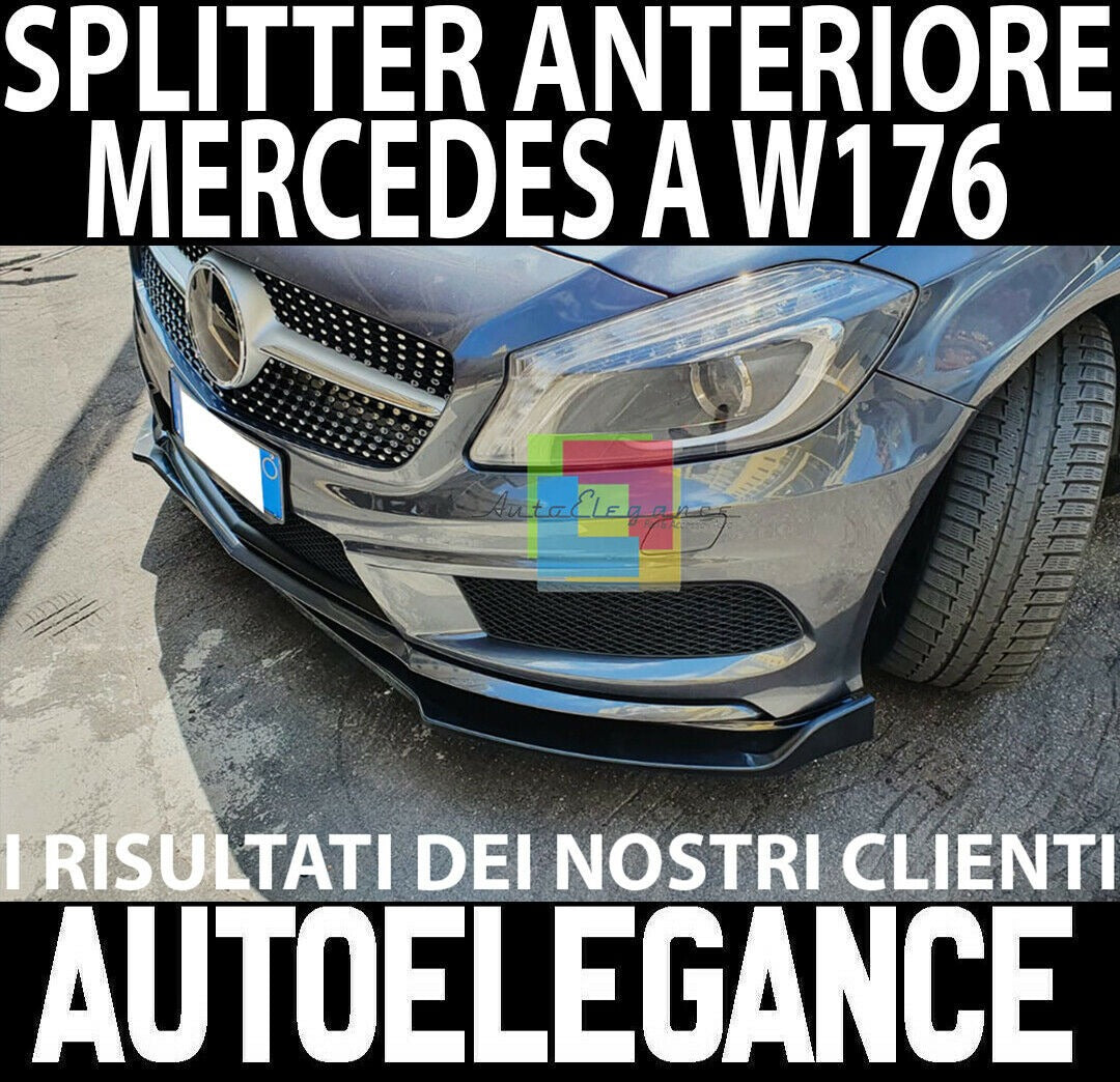 0193 MERCEDES A W176 2012-2015 SPLITTER ANTERIORE SOTTO PARAURTI ABS NERO LAMA AUTOELEGANCERICAMBI