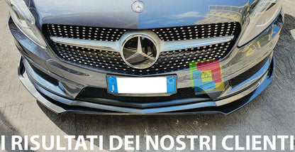 0193 MERCEDES A W176 2012-2015 SPLITTER ANTERIORE SOTTO PARAURTI ABS NERO LAMA AUTOELEGANCERICAMBI