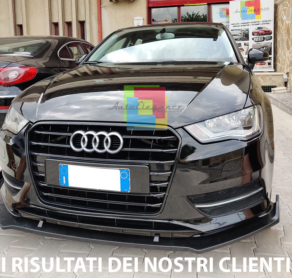 AUDI A3 8V 2012-2016 LAMA SOTTO PARAURTI ANTERIORE ABS NERO LUCIDO SPLITTER AUTOELEGANCERICAMBI