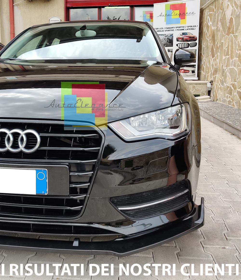 AUDI A3 8V 2012-2016 LAMA SOTTO PARAURTI ANTERIORE ABS NERO LUCIDO SPLITTER AUTOELEGANCERICAMBI