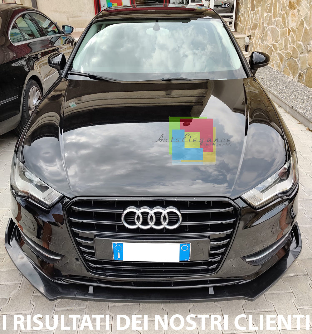 AUDI A3 8V 2012-2016 LAMA SOTTO PARAURTI ANTERIORE ABS NERO LUCIDO SPLITTER AUTOELEGANCERICAMBI