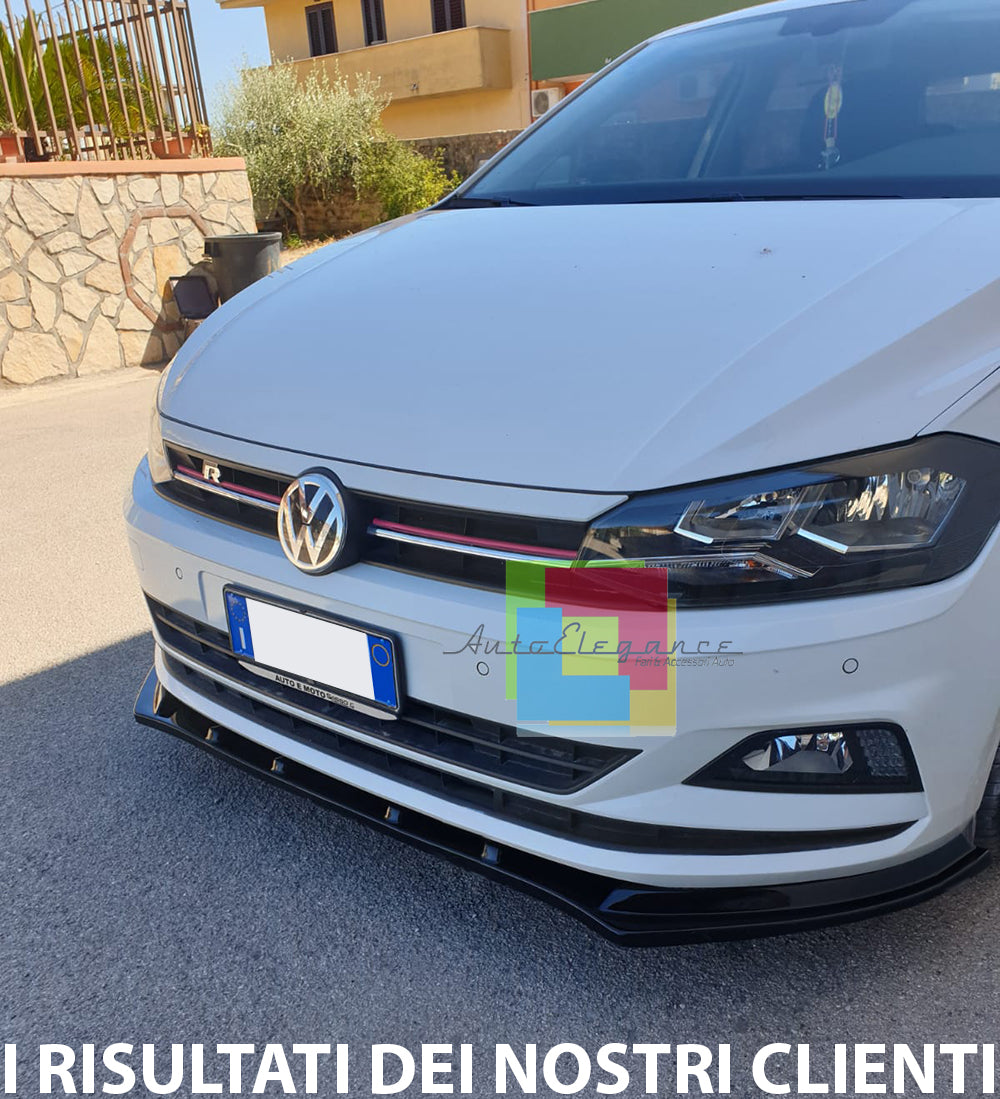 VW POLO AW1 2018+ SOTTO PARAURTI ANTERIORE ABS LAMA NERO LUCIDO SPLITTER