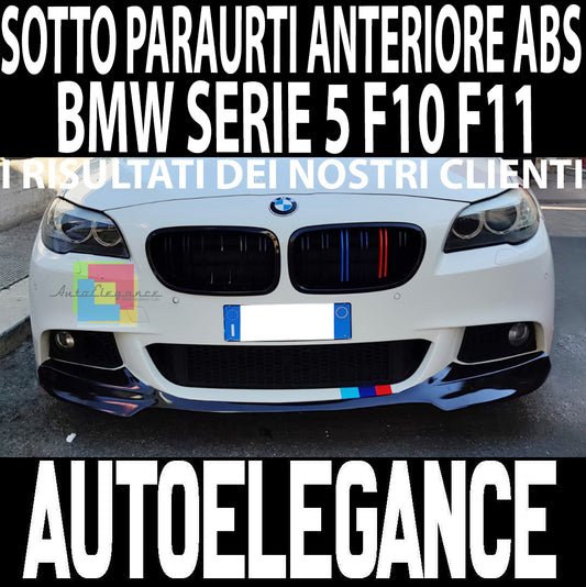 BMW SERIE 5 F10 F11 2009+ SOTTO PARAURTI ANTERIORE SPLITTER NERO LUCIDO ABS AUTOELEGANCERICAMBI