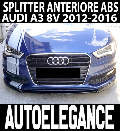 AUDI A3 8V 2012-2015 SLINE SPLITTER ANTERIORE SOTTO PARAURTI ABS NERO LAMA AUTOELEGANCERICAMBI
