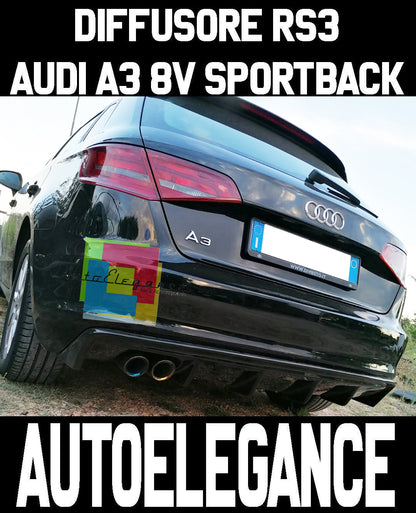 AUDI A3 8V SPORTBACK 2012-2015 SOTTO PARAURTI DIFFUSORE RS3 ABS / PLASTIC - AUTOELEGANCERICAMBI