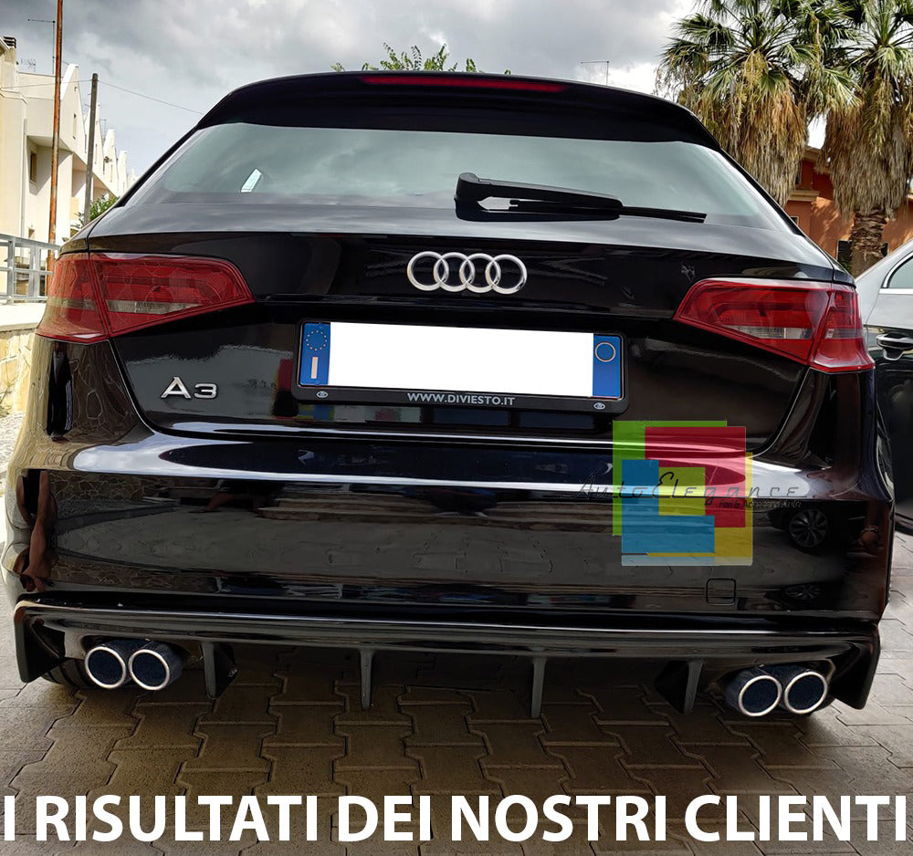 AUDI A3 8V SPORTBACK 2012 AL 2015 SOTTO PARAURTI DIFFUSORE RS3 4 SCARICHI ABS - AUTOELEGANCERICAMBI