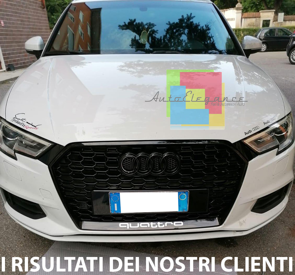 GRIGLIA ANTERIORE AUDI A3 8V 2017+ CALANDRA RS3 NIDO D'APE TOTAL BLACK QUATTRO