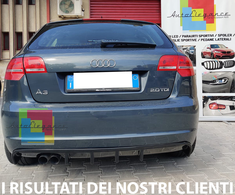 DIFFUSORE PER AUDI A3 S3 8P SPORTBACK 3 PORTE 08-12 SOTTO PARAURTI RS3 ABS NERO