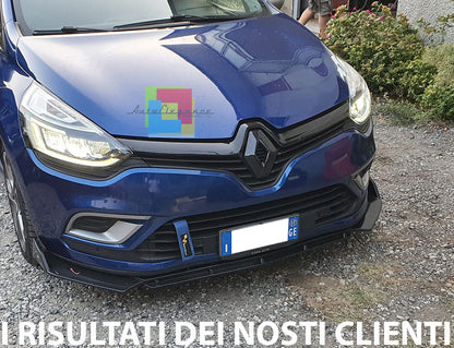 RENAULT CLIO IV 4 BLADE UNDER FRONT BUMPER IN ABS RS LOOK BLACK SPLITTER