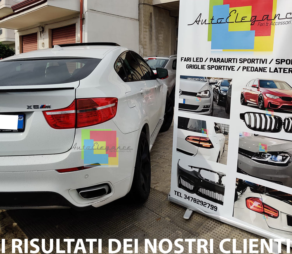 BMW X6 E71 COPPIA TERMINALI DI SCARICO SPORTIVI LOOK M OVALI + COVER V8 DESIGN AUTOELEGANCERICAMBI