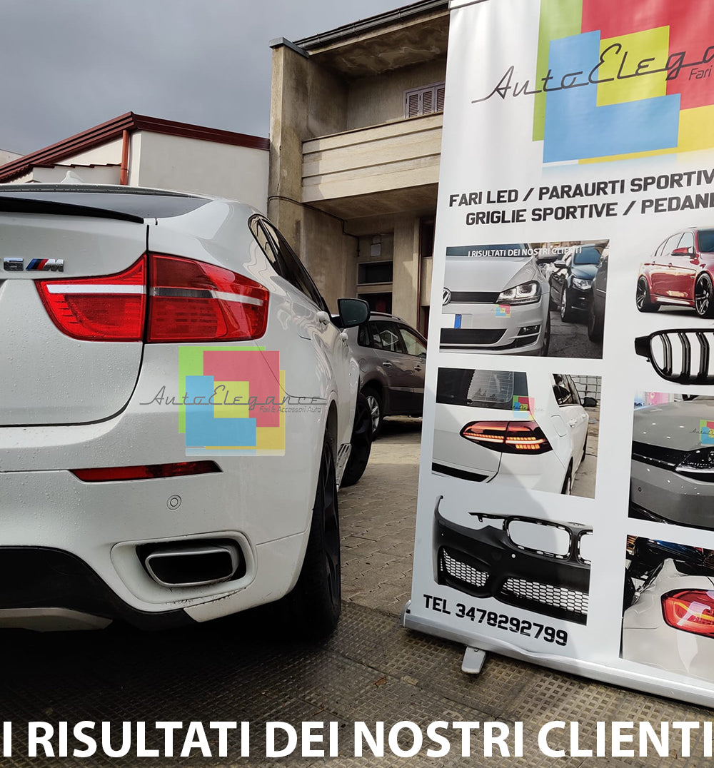 BMW X6 E71 COPPIA TERMINALI DI SCARICO SPORTIVI LOOK M OVALI + COVER V8 DESIGN AUTOELEGANCERICAMBI