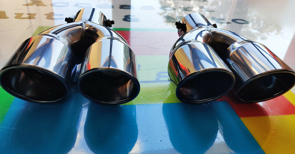 BMW SERIE 4 F32 F33 F36 SET 2X TERMINALI DI SCARICO IN ACCIAIO INOX NERO LUCIDO M SPORT AUTOELEGANCERICAMBI