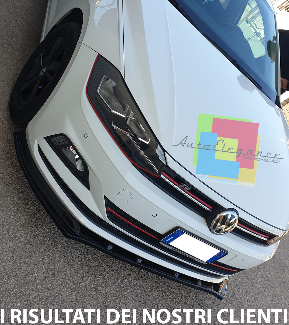 VW POLO AW1 2018+ SOTTO PARAURTI ANTERIORE ABS LAMA NERO LUCIDO SPLITTER