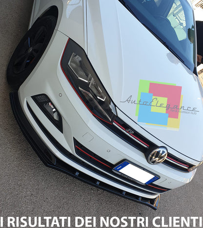 VW POLO AW1 2018+ SOTTO PARAURTI ANTERIORE ABS LAMA NERO LUCIDO SPLITTER