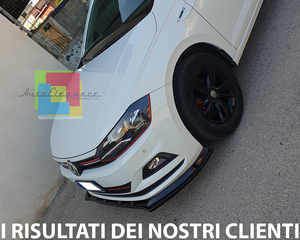 VW POLO AW1 2018+ SOTTO PARAURTI ANTERIORE ABS LAMA NERO LUCIDO SPLITTER