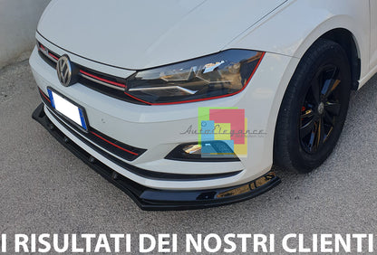 VW POLO AW1 2018+ SOTTO PARAURTI ANTERIORE ABS LAMA NERO LUCIDO SPLITTER