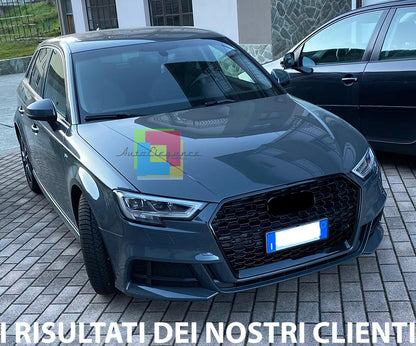 GRIGLIA ANTERIORE AUDI A3 8V 2017+ CALANDRA RS3 NIDO D'APE TOTAL BLACK QUATTRO