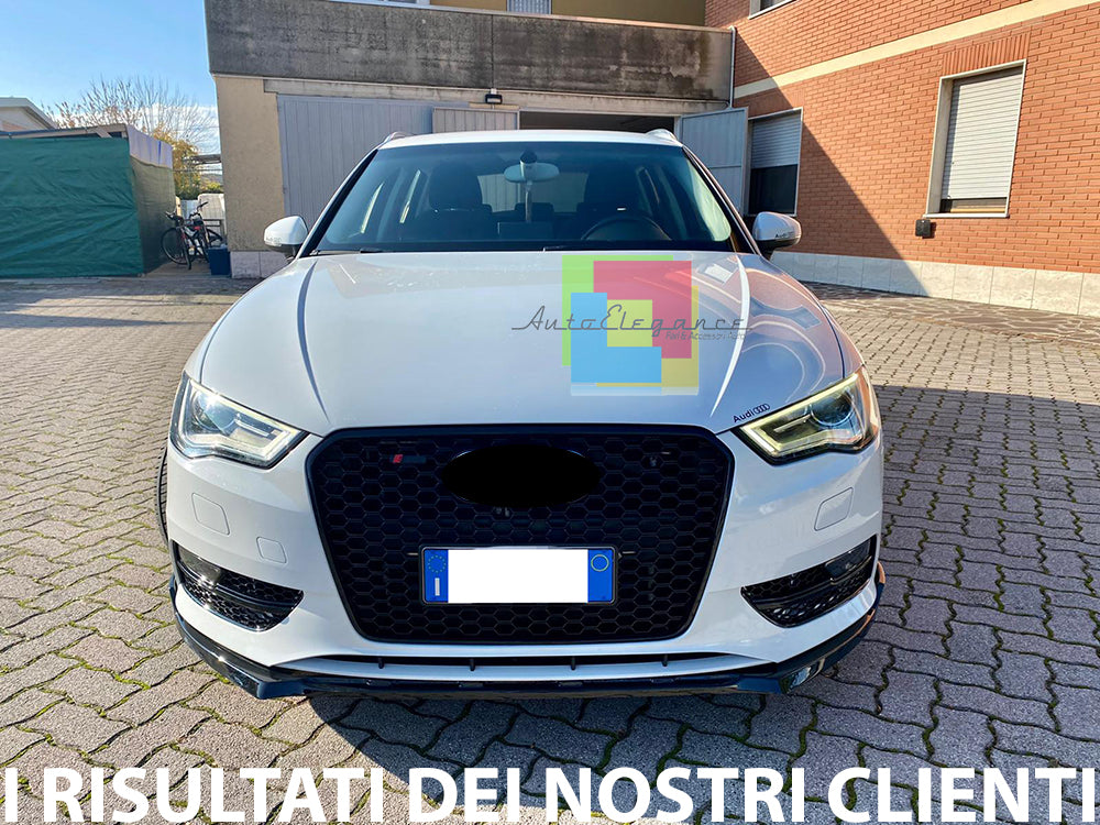 GRIGLIA ANTERIORE NERA NO LOGO PER AUDI A3 8V 2012-2015 CALANDRA RS3 NIDO D&apos;APE
