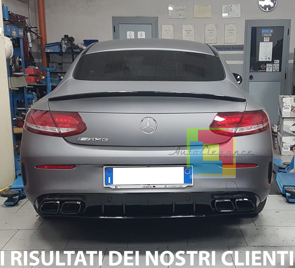 MERCEDES C A205 C205 2014-2019 REAR DIFFUSER ABS STEEL MUFFLERS AMG BLACK