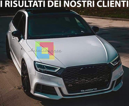 GRIGLIA ANTERIORE AUDI A3 8V 2017+ CALANDRA RS3 NIDO D'APE TOTAL BLACK QUATTRO