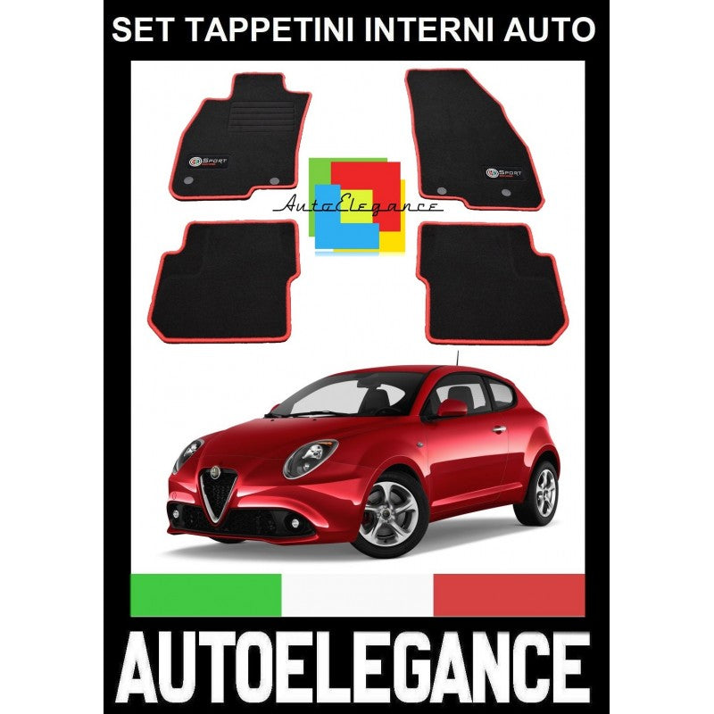 ALFA ROMEO MITO 955 2016+ SET TAPPETINI IN MOQUETTE DI ALTA QUALITA' SPECIFICO AUTOELEGANCERICAMBI