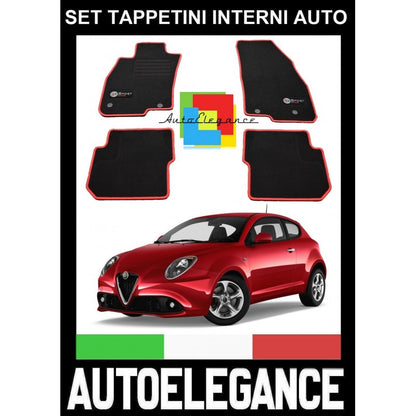 ALFA ROMEO MITO 955 2016+ SET TAPPETINI IN MOQUETTE DI ALTA QUALITA' SPECIFICO AUTOELEGANCERICAMBI