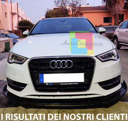 AUDI A3 8V 2012-2016 LAMA SOTTO PARAURTI ANTERIORE ABS NERO LUCIDO SPLITTER AUTOELEGANCERICAMBI