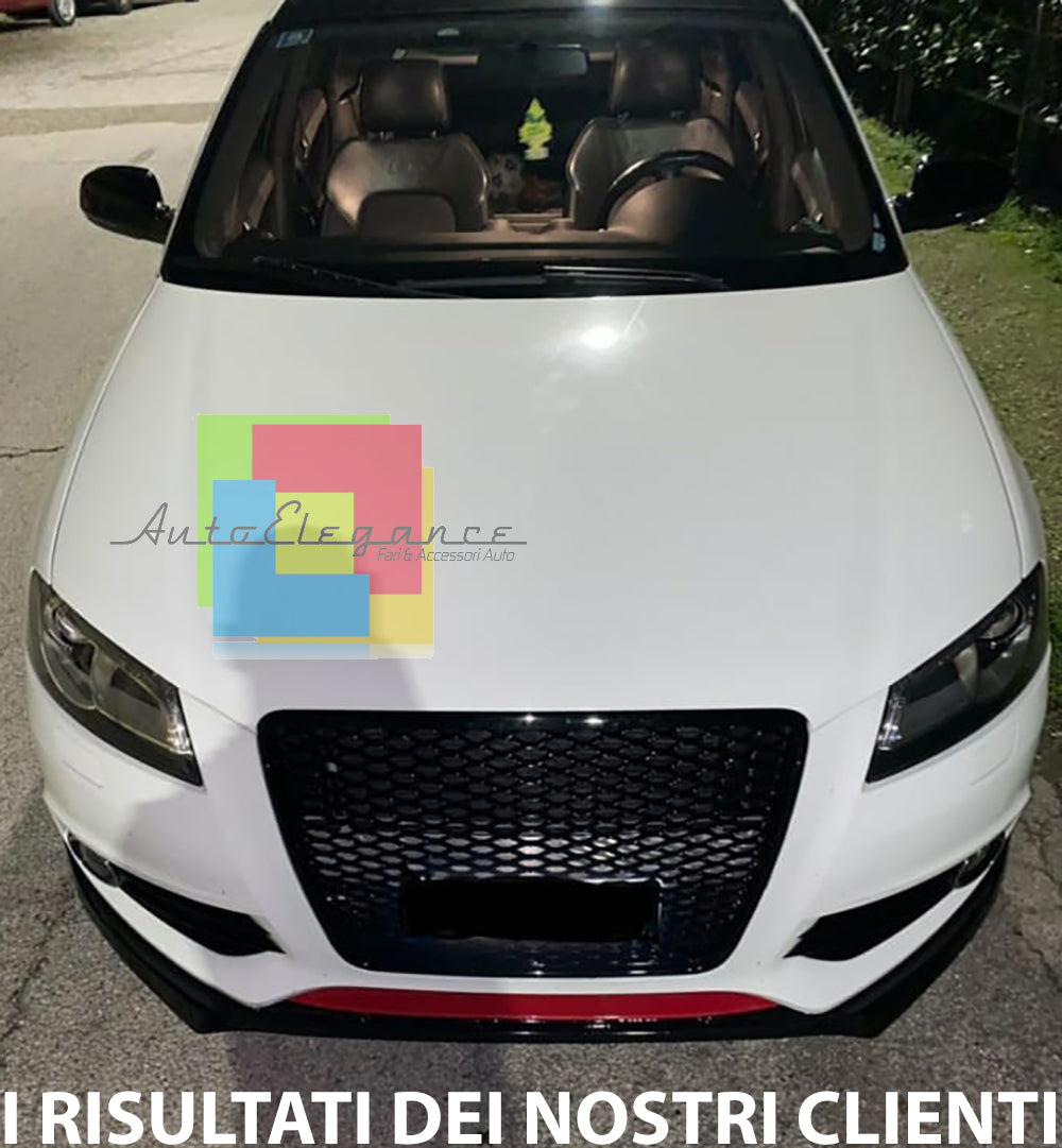 UNDER FRONT BUMPER AUDI A3 8P 2008-2012 SPOILER ABS GLOSSY BLACK SPLITTER