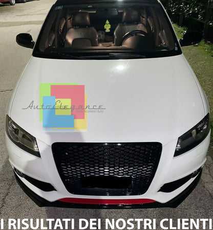 UNDER FRONT BUMPER AUDI A3 8P 2008-2012 SPOILER ABS GLOSSY BLACK SPLITTER