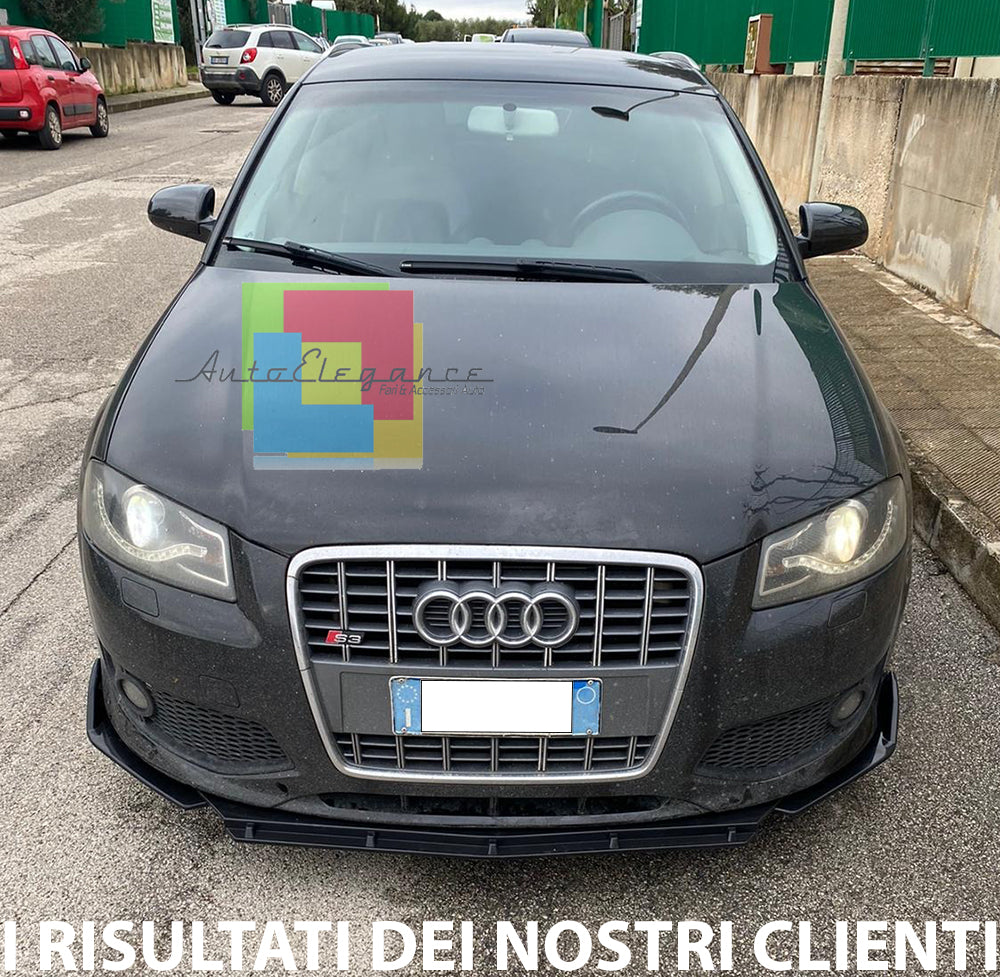AUDI A3 8P S3 RS3 LAMA SOTTO PARAURTI ANTERIORE IN ABS LOOK RS NERO SPLITTER AUTOELEGANCERICAMBI
