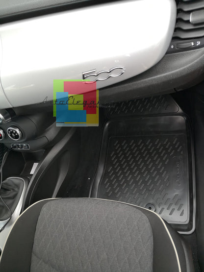 SET TAPPETINI INTERNI AUTO IN GOMMA SU MISURA FIAT 500X 2014+TAPPETI -AT-