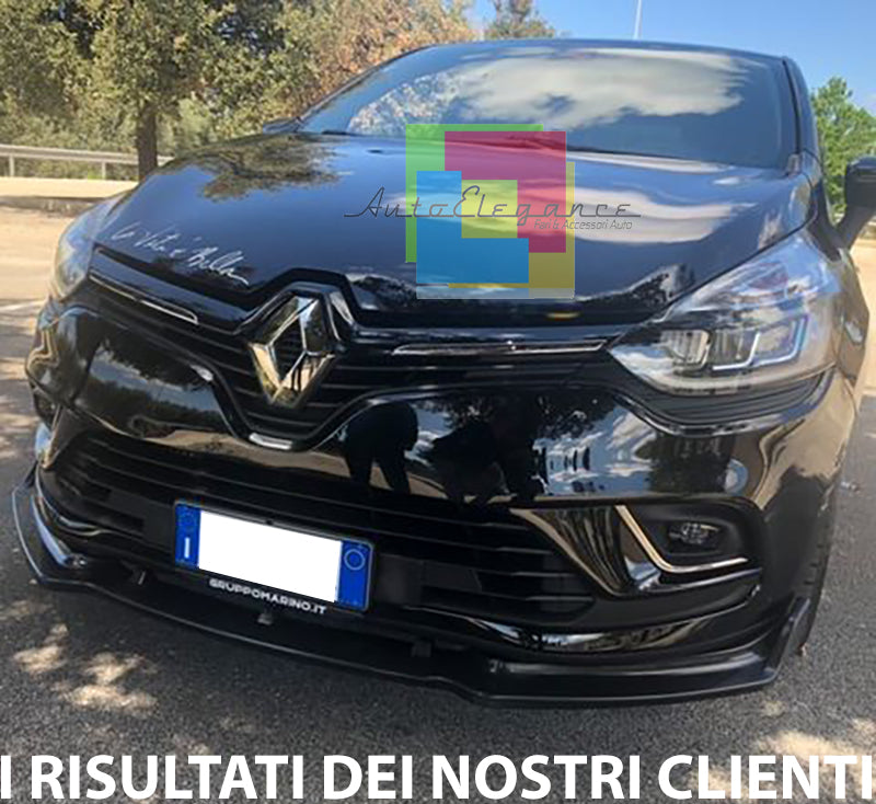 0129 RENAULT CLIO 4 IV LAMA SOTTO PARAURTI ANTERIORE ABS NERO LUCIDO SPLITTER - AUTOELEGANCERICAMBI