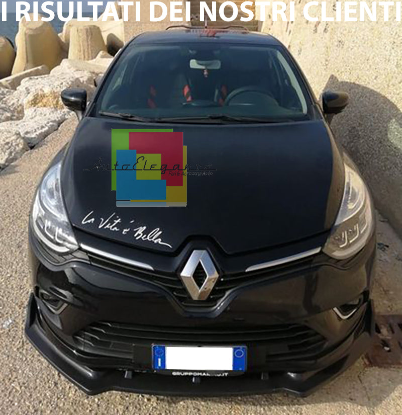 0129 RENAULT CLIO 4 IV LAMA SOTTO PARAURTI ANTERIORE ABS NERO LUCIDO SPLITTER - AUTOELEGANCERICAMBI
