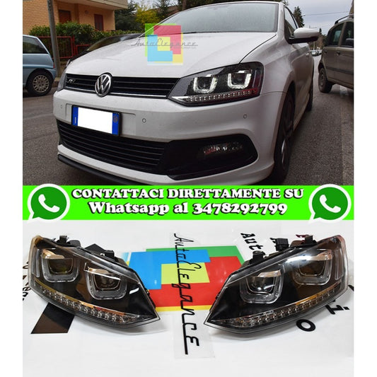 VW POLO 6R 2009 IN POI FARI ANTERIORI LENTICOLARI GTI ANGEL EYES LED FRECCIA DINAMICA