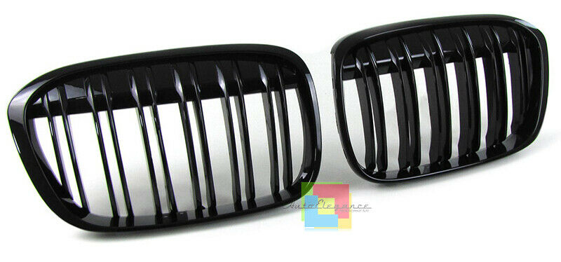 GRIGLIE ANTERIORI DOPPIA FASCIA M BLACK MASCHERINE PER BMW X1 F48 2014+ .-