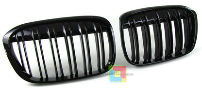 GRIGLIE ANTERIORI DOPPIA FASCIA M BLACK MASCHERINE PER BMW X1 F48 2014+ .-