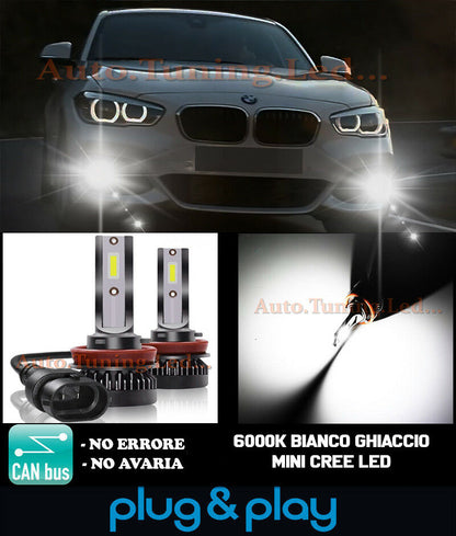 LAMPADE FENDINEBBIA A LED CREE BMW SERIE 1 F20 F21 CAMBUS BIANCO GHIACCIO 8000LM