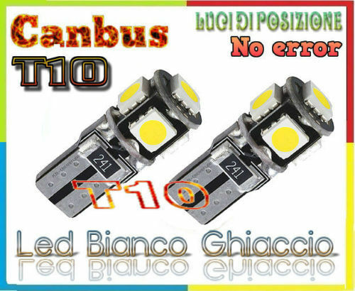 2x LUCI POSIZIONE A 5 LED SMD T10 CANBUS BIANCO GHIACCIO PER OPEL ASTRA J 09-12 AUTOELEGANCERICAMBI