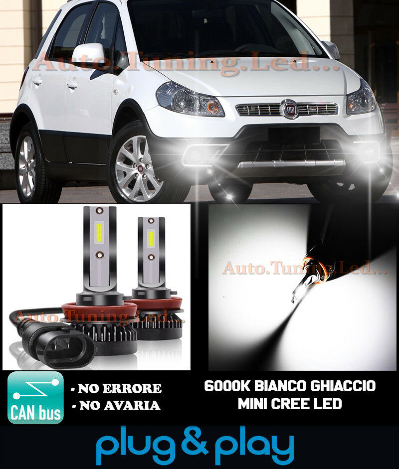 LAMPADE FENDINEBBIA A LED CREE FIAT SEDICI 16 CAMBUS BIANCO GHIACCIO 8000LM