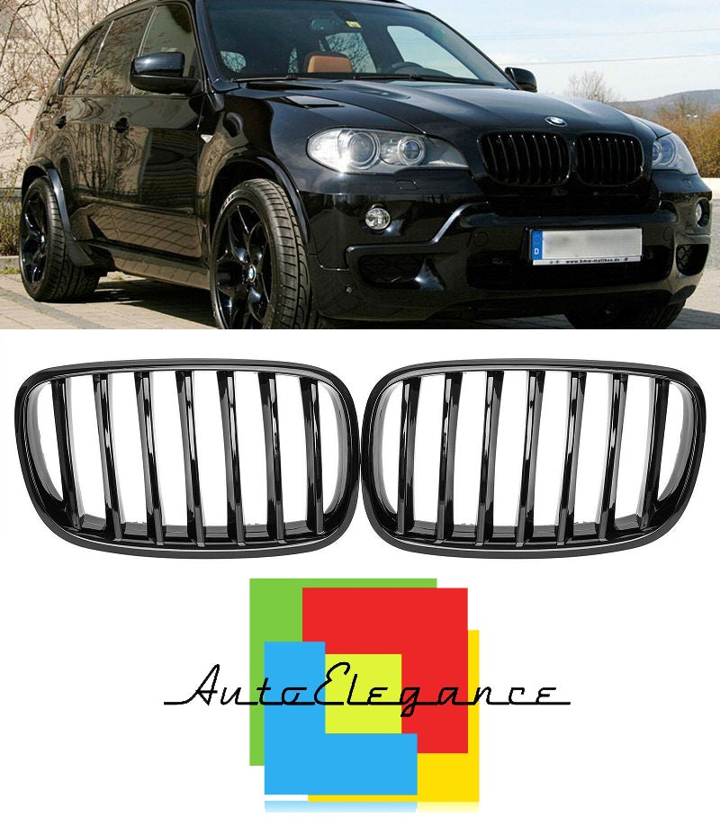 GRILLE MUSTACHE X5 E70 X6 E71 E72 GLOSSY BLACK LOOK SINGLE KIDNEY NEWS