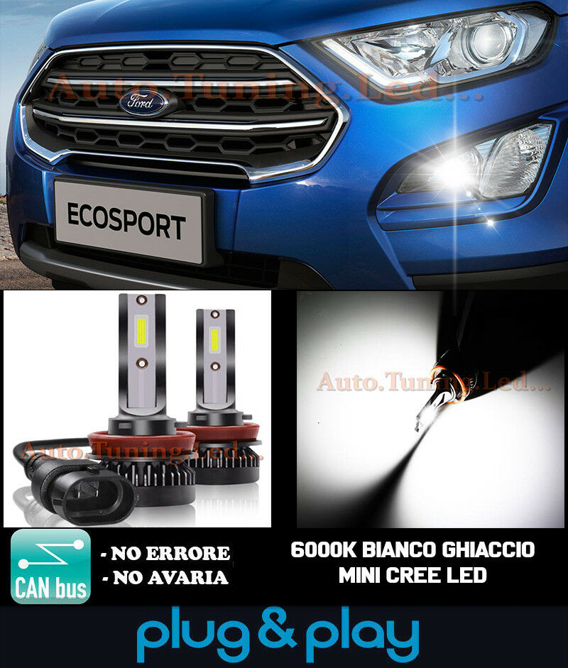 LAMPADE FENDINEBBIA A LED CREE FORD ECOSPORT MK2 CAMBUS BIANCO GHIACCIO 8000LM