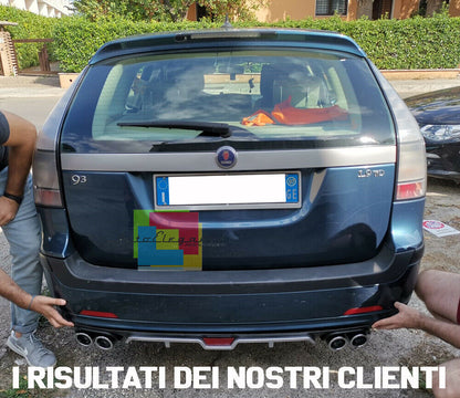 SAAB 9.3 9-3 SOTTO PARAURTI POSTERIORE DIFFUSORE QUATTRO TERMINALI ABS -