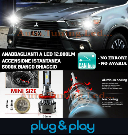 MITSUBISHI ASX LED LOW BEAM HEADLIGHTS INSTANT NO FAILURE 12,000LM