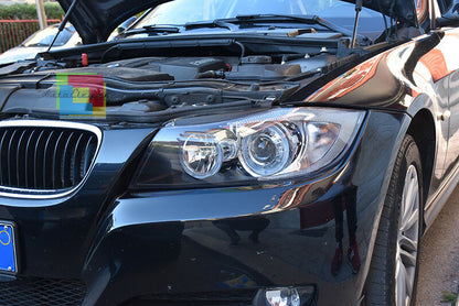 BMW SERIE 3 E90 E91 2004-2011 FARI NERI CON ANELLI ANGEL EYES LED BIANCHI -. AUTOELEGANCERICAMBI
