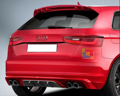 SOTTO PARAURTI AUDI A3 8V 2012+ SPORTBACK DIFFUSORE POSTERIORE + TERMINALI INOX