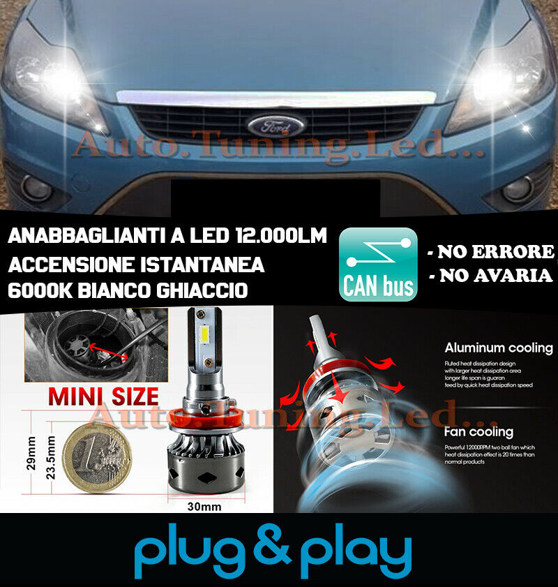 FORD FOCUS II INSTANT NO FAILURE LED LOW BEAM HEADLIGHTS 12,000LM