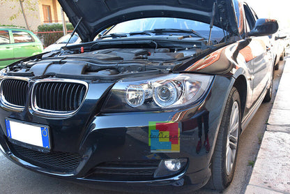 BMW SERIE 3 E90 E91 2004-2011 FARI NERI CON ANELLI ANGEL EYES LED BIANCHI -. AUTOELEGANCERICAMBI