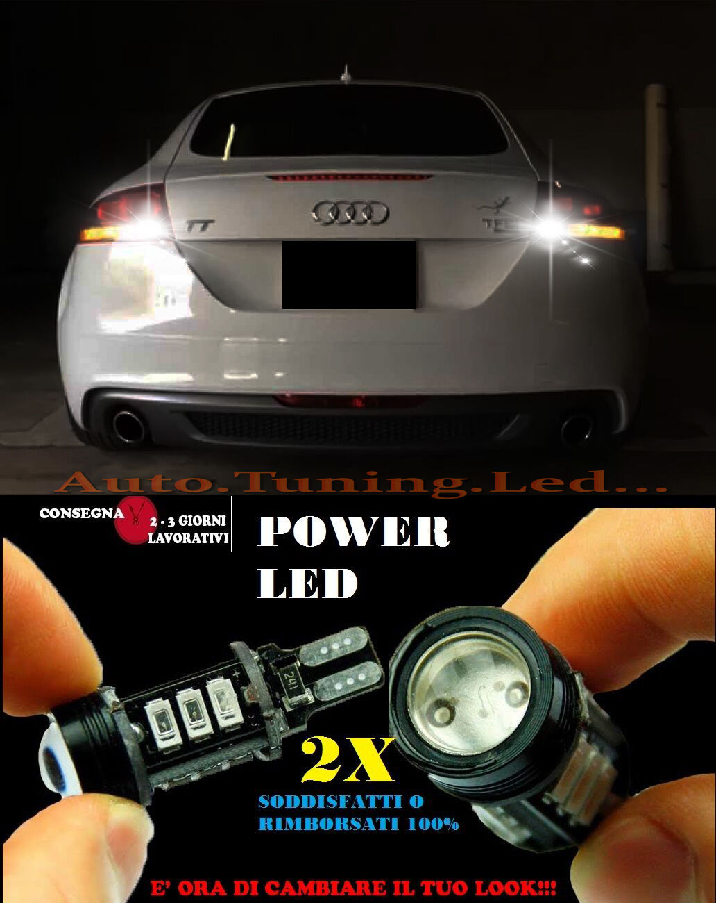 AUDI TT 8J 6000K LAMPADE RETROMARCIA A LED T15 W16W CANBUS NO ERROR AUTOELEGANCERICAMBI